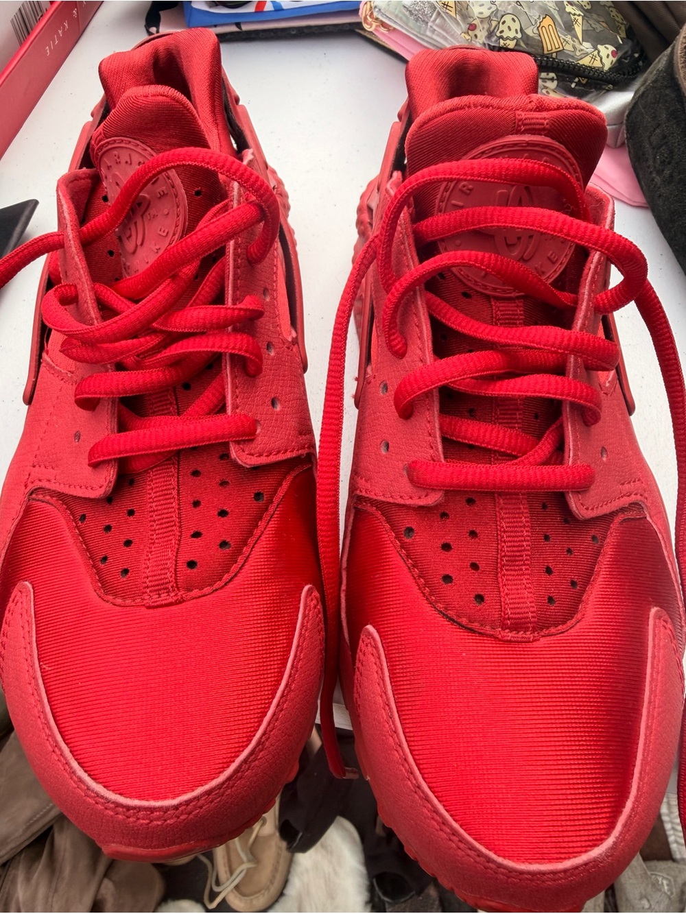 Nike Huarache Red Lace-Up Sneakers